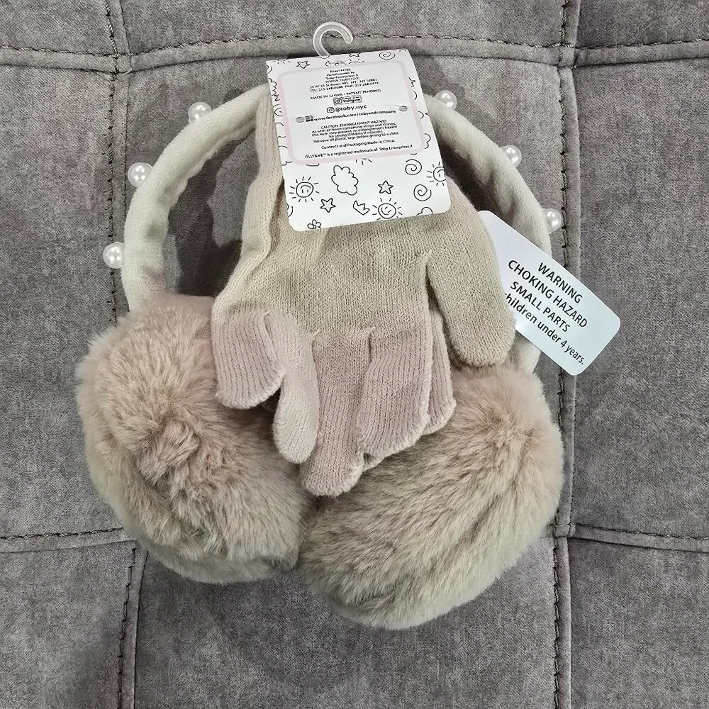 NWT Angel Face Earmuff, Gloves & Stretchy Hair Band, 3 Piece Set Size 4-14